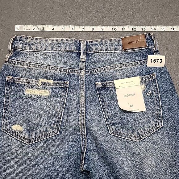 Hidden Womens Jeans 24 Bailey Boyfriend Blue Crop Distressed Ripped Grunge Denim - Picture 8 of 9